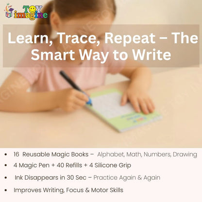 Sank Magic Practice Copybook Set (4 Reusable Books with Magic Pen)