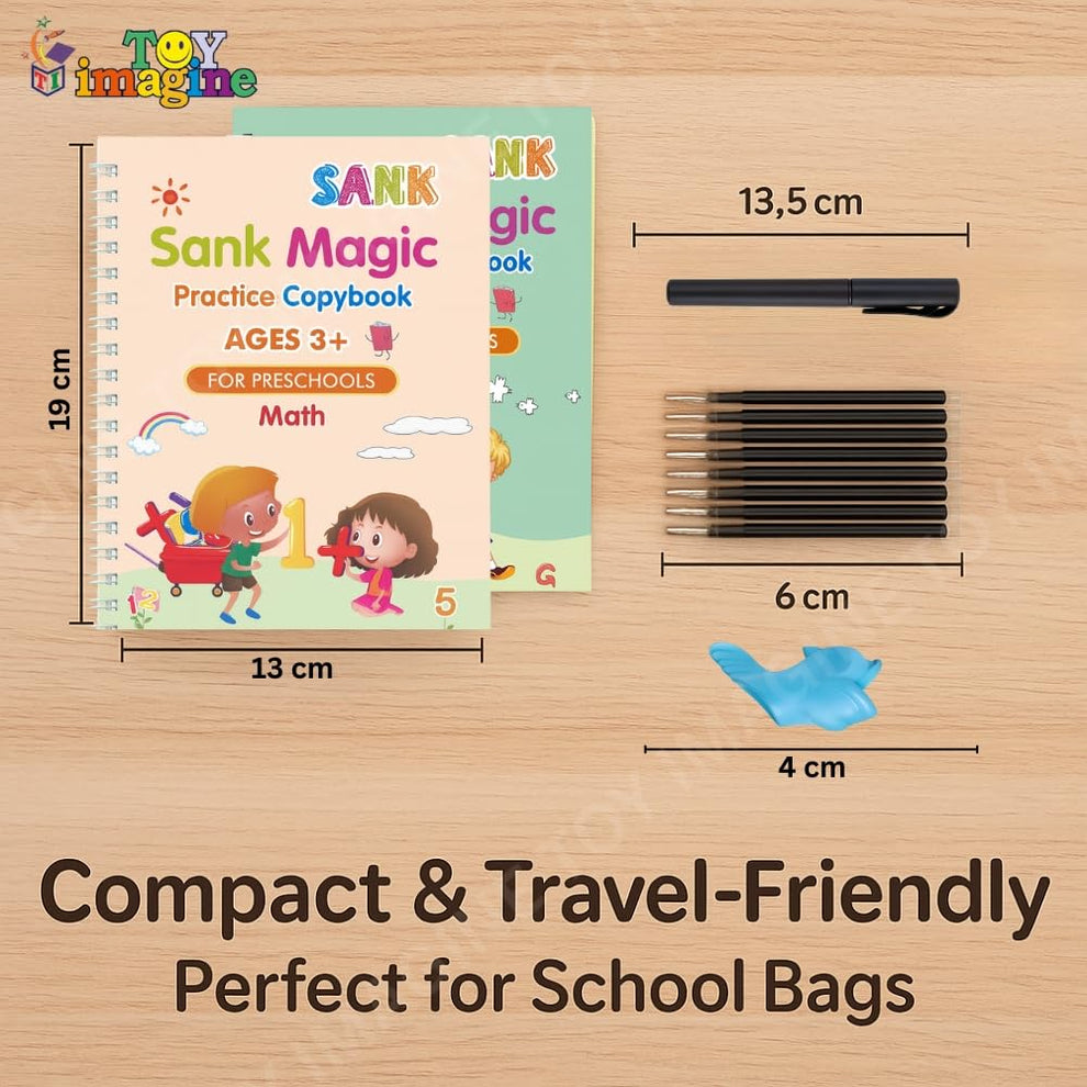Sank Magic Practice Copybook Set (4 Reusable Books with Magic Pen)