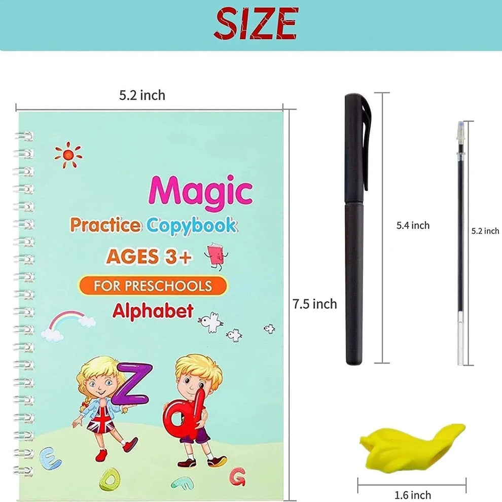 Sank Magic Practice Copybook Set (4 Reusable Books with Magic Pen)