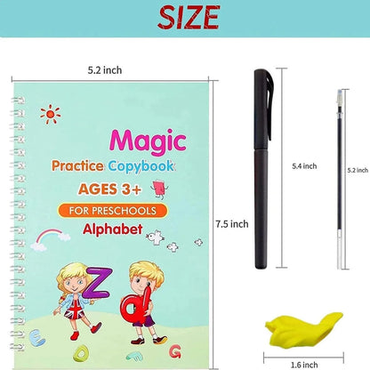 Sank Magic Practice Copybook Set (4 Reusable Books with Magic Pen)