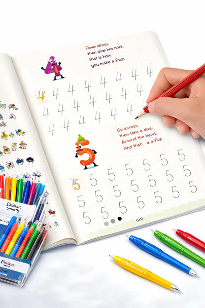 Sank Magic Practice Copybook Set (4 Reusable Books with Magic Pen)