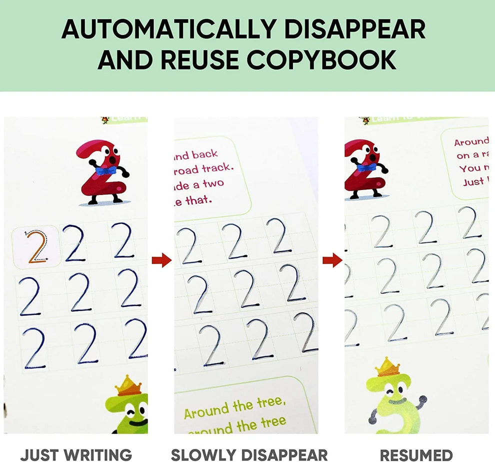 Sank Magic Practice Copybook Set (4 Reusable Books with Magic Pen)