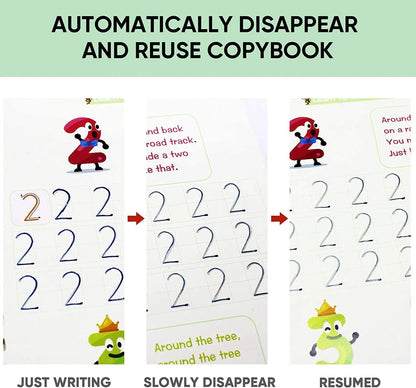 Sank Magic Practice Copybook Set (4 Reusable Books with Magic Pen)